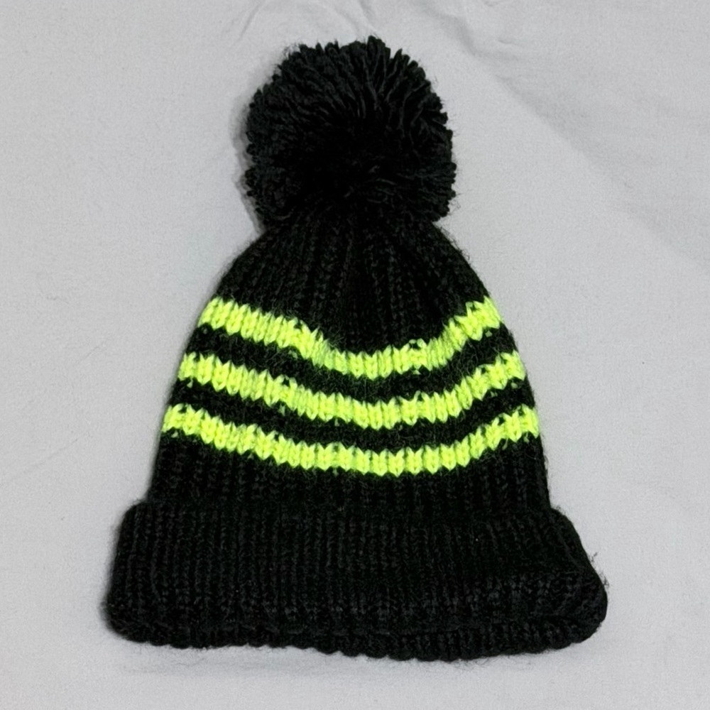 Striped Beanie w/ Pom Pom